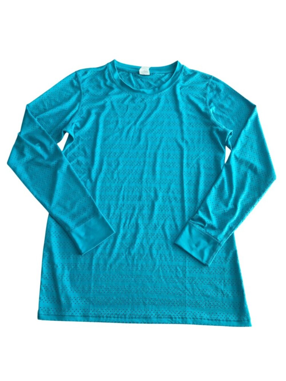 Zyia Active Chill Perforated Long Sleeve Teal Top Large